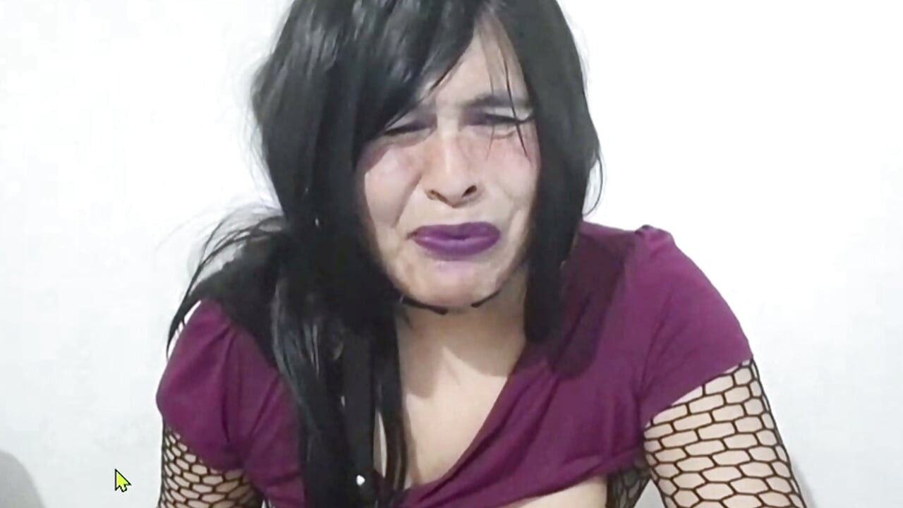 Big Ass Cute Goth Femboy Jerking and Drinking her Own Piss
