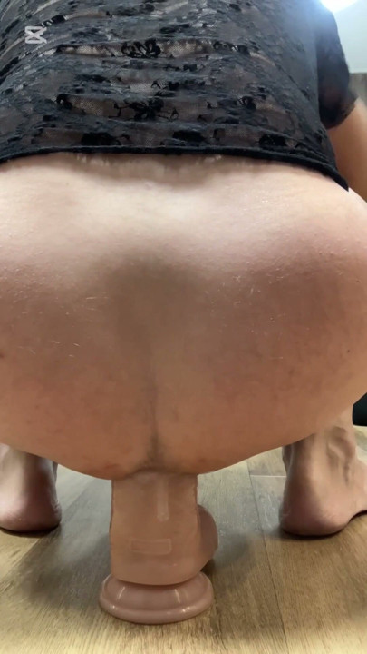 Chastity Girl Rides Huge Dildo in Hotel Room – Transparent Blouse Tease | Clip 1