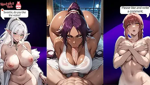 Edepsiz kaltak Yoruichi ile 2 boyutlu hentai derlemesi