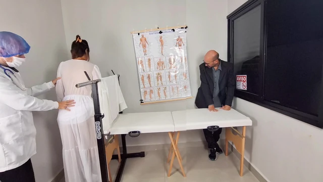 Groom takes bride to the naughty doctor and doesn't realize that gynecologist was a bastard!