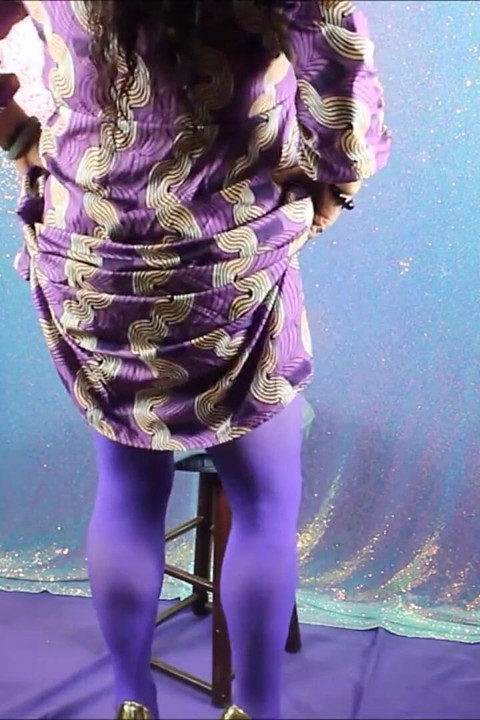 Behind the Scenes with Haydee Rodriguez -purple Stockings Gold High Heels