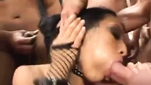 Latina anal whore JB gets gangbang