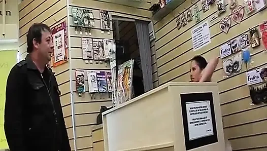 France Babe Eating Cum in Sex Store