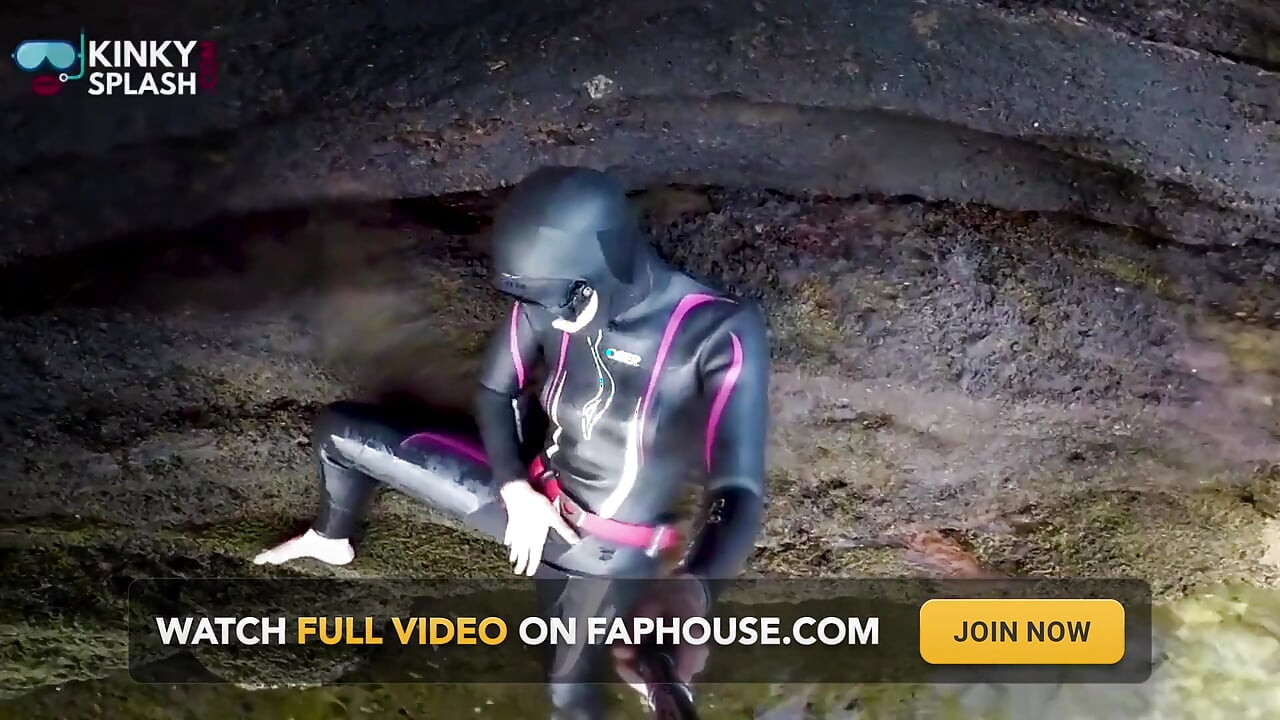 Neoprene Wetsuit & Dive Mask Masturbation by the Sea