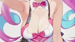 Hentai bukkake naar Akua's schattige uniform als een gejuich meisje