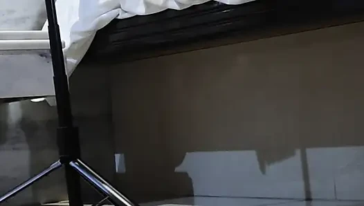 I masturbate during a hot video call with my stepson and insert a 22cm black dildo into my pussy.
