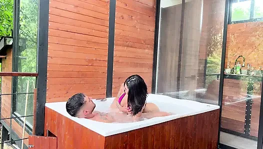 My Best Friend's Boyfriend And I Got In The Hot Tub To Relax And He Ended Up Putting My Cock Without A Condom
