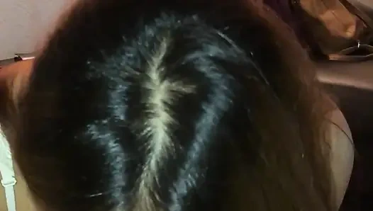 Hot MILF sucking cock like a whore all the way down in her throat