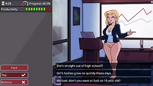 Mädchen mit dicken möpsen und dickem arsch nimmt monsterschwanz - kaum arbeitend, gameplay-level 3