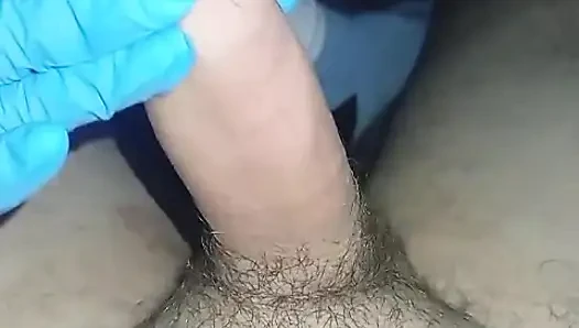 Gentle massage with sterile gloves, it is done as he likes