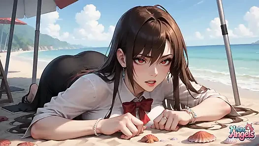 5-молочный удар Beach Bliss: женщина, залитая сливочной спермой