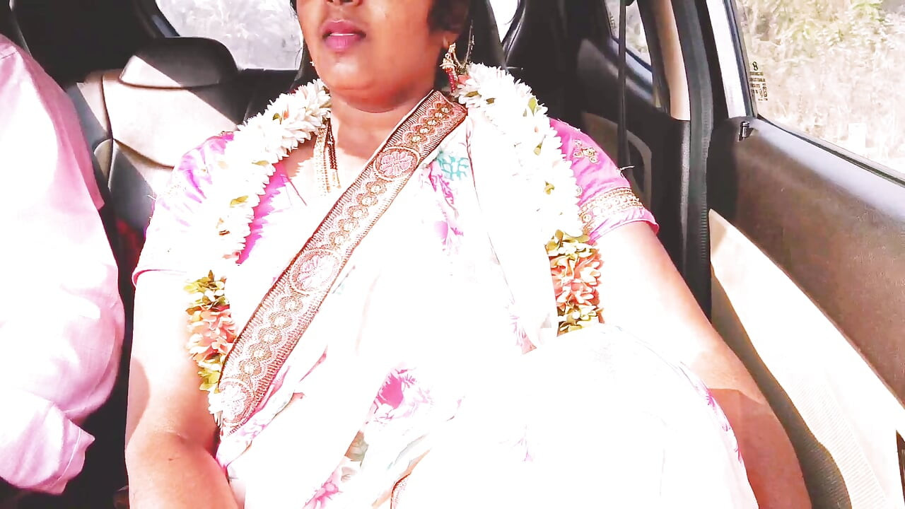 Indian Car Sex Pink Saree Bhabi Try to Fucking with Boy Friend. Telugu Firty Talks.