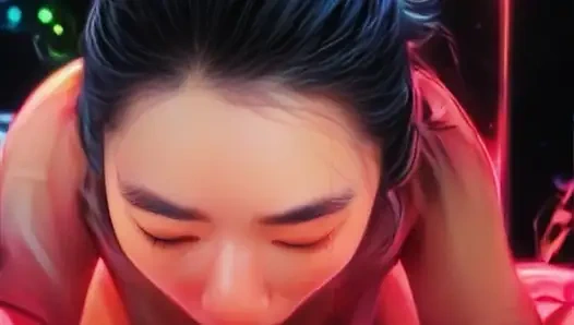 Аниме-подруга сосет большой белый член в реальной жизни - минет с оральным кримпаем в видео от первого лица