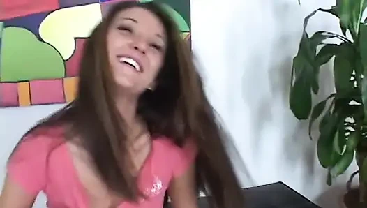 Brunette sucks and gets an anal creampie