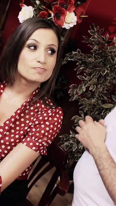 Jaw-dropping moment from "Hot brunette gets hard fuck from behind then eats cum"