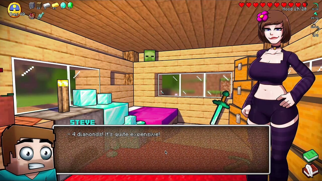 HornyCraft Minecraft-parodie - Jenny gibt steve einen heißen Footjob für einen Diamanten! (Hentai-Spiel-Gameplay)