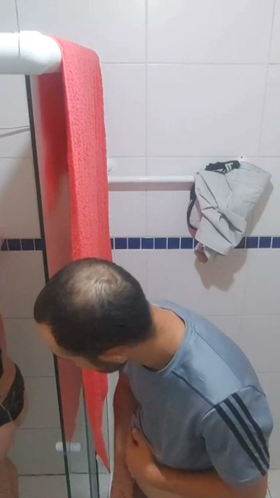 naughty old stepfather watches his stepdaughter in the shower! and made her give a blowjob, and feel his dick in her pussy! | Clip 2