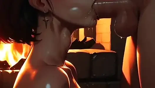 Horny guy fucks big ass demon girl