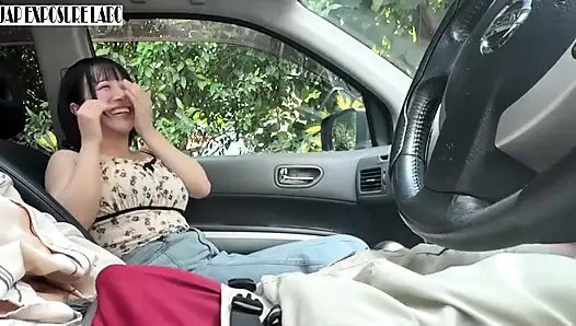 Megaton Boobs You Can See Even Through Her Clothes. Car Blowjob, Cum in Mouth, She Swallows It All!