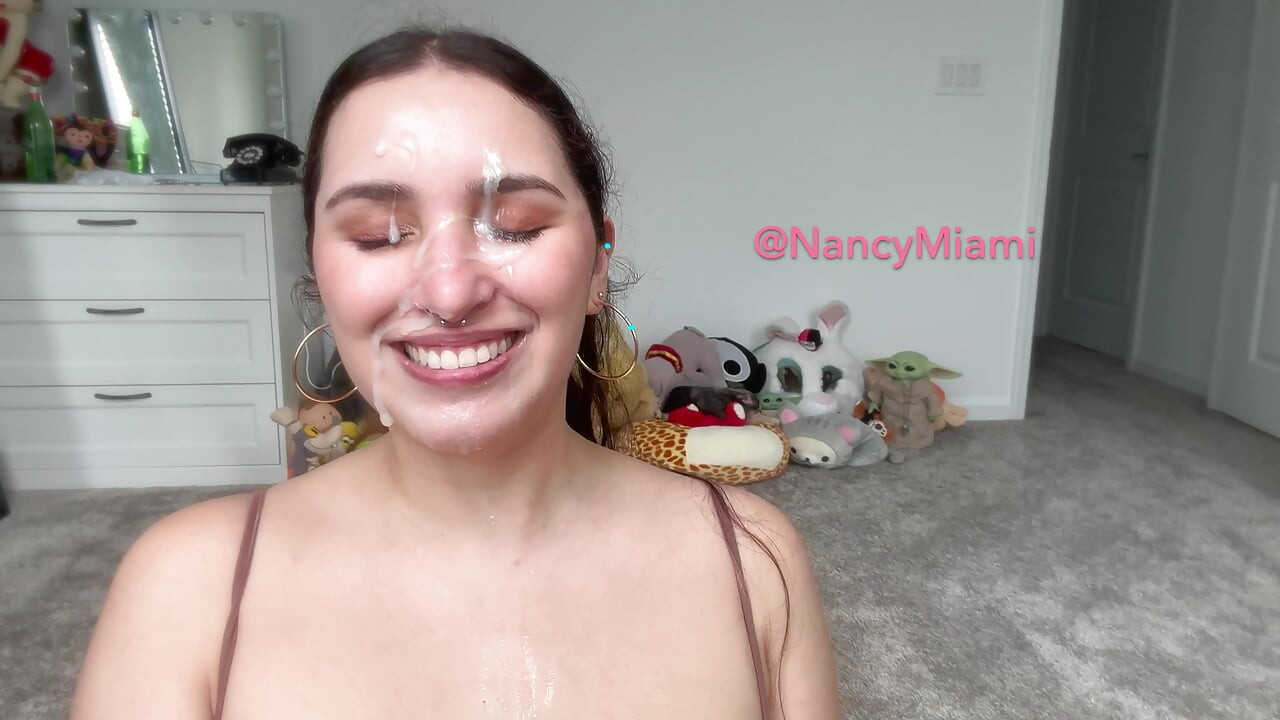 Sexy girl showing off cumshot