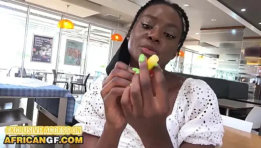 Cute Ebony Girlfriend Pussy Pounded By Big White Cock In a Public Park