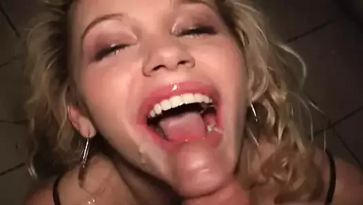 Beautiful blonde bartender gets paid for 2 facials