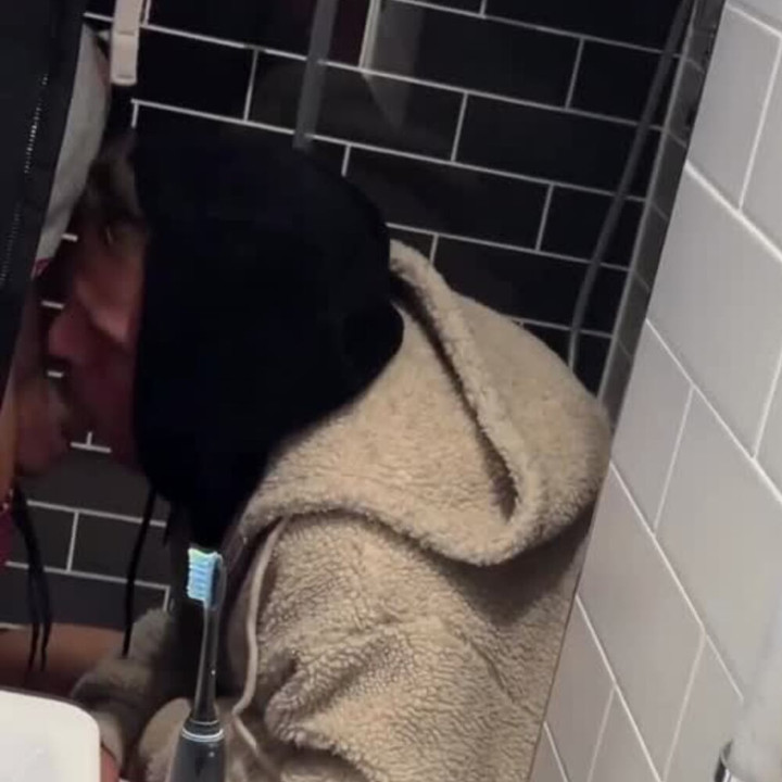 German sucks huge cock on toilet