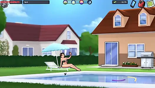 Summertime saga teil 30 von dark Zurechen - MILF Vermieterin lutscht seinen riesigen schwanz und gibt ihm einen schönen fußjob