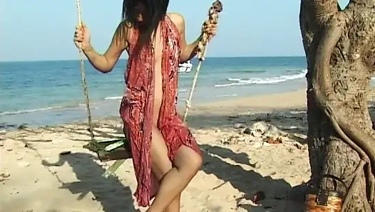 Beautiful asians on the swing