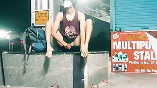 Railway station sex solo men cumshot