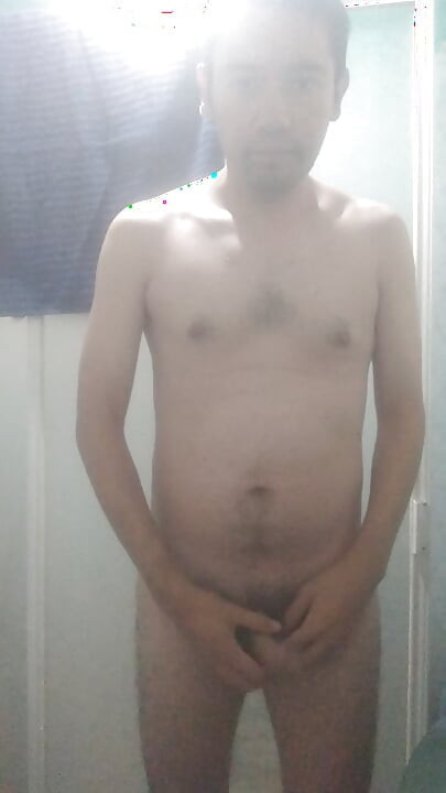 Naked man in shower