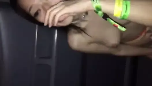 Casual conversation during blowjob at rave