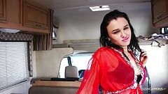 Cheating wife exposes her juicy tushy and tits to her horny neighbor in his RV