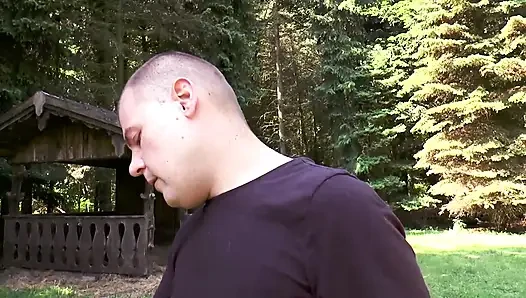 Sexy small tits blonde fucking in the garden