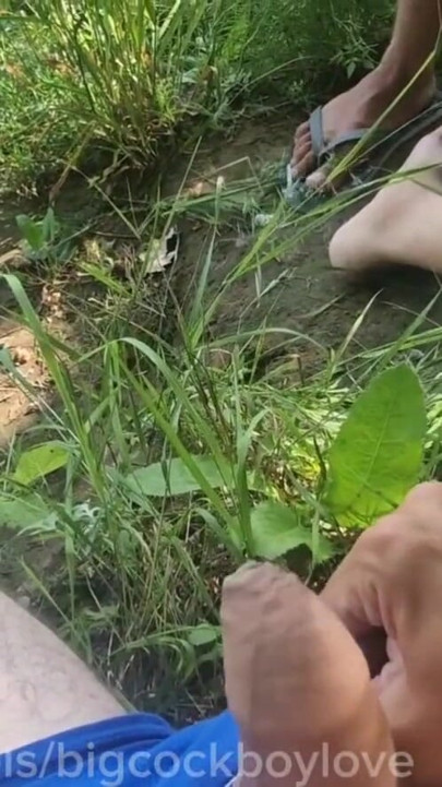 A helping hand for a student with a big dick in public everyone can see it, lots of cum! | Clip 1