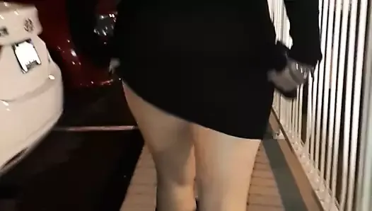 Wife showing her sexy ass outside