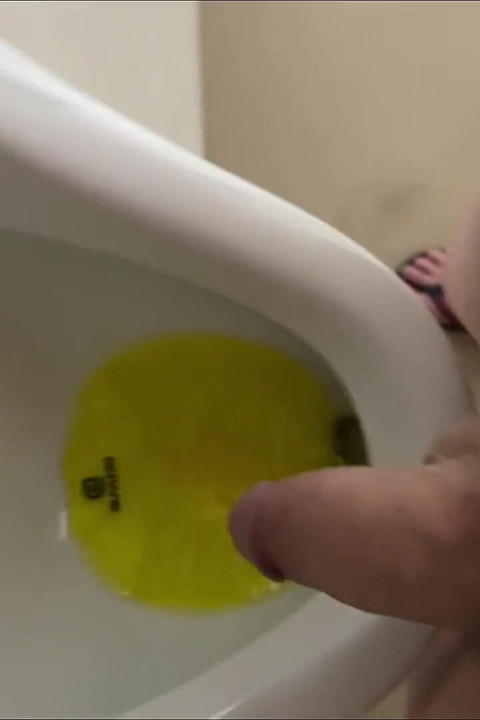 Dared to Piss Fully Naked in Public Toilets Urinal