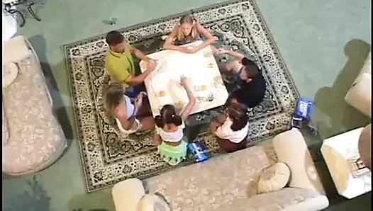 Randy cock sucking babes gets fucked by 2 guys in group sex then jizzed