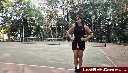 Rafaela and Igor Are Taking Their Strip Tennis Match Outside
