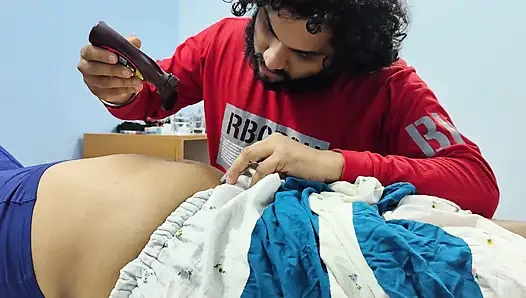 BDSM Hand Tied and Licking Chocolate From Navel Hole