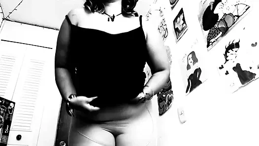 Silent Cinema and Black and White Vintage Girl Seducing You with Stockings, Dress and Heels