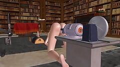 Video porno de dibujos animados en 3d de una linda chica hentai divirtiéndose en solitario usando la máquina de follar