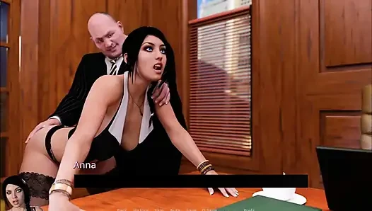 Cheating Girlfriend Anna Having Threesome Fun With Older Boss In Office
