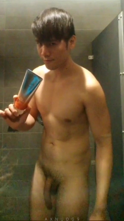 Asian guy Showering