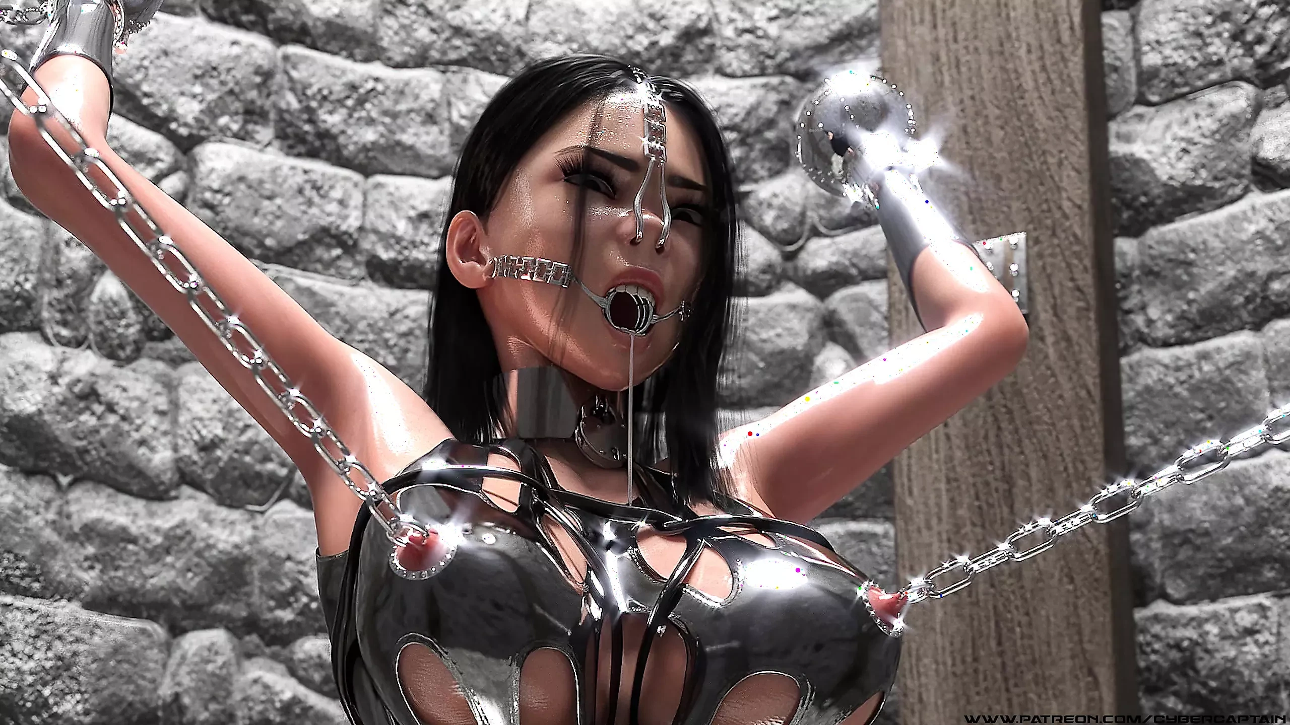 Aranyos tini csapdába esett egy kútban - hardcore metal bondage animáció