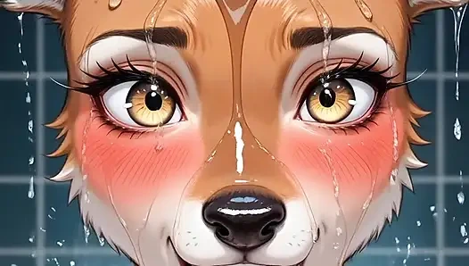 Furry Deer Doe Masturbates In Shower Fantasizing About Black Panther