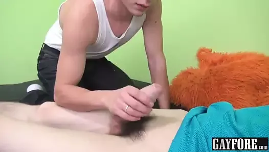 Jacob really knows how to stroke his sexy long foreskin