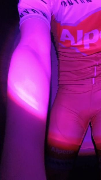 Cute twink shows her big ass in a tight sexy cycling suit