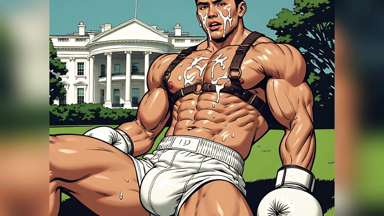 Asian Cum Covered Muscle Men Art