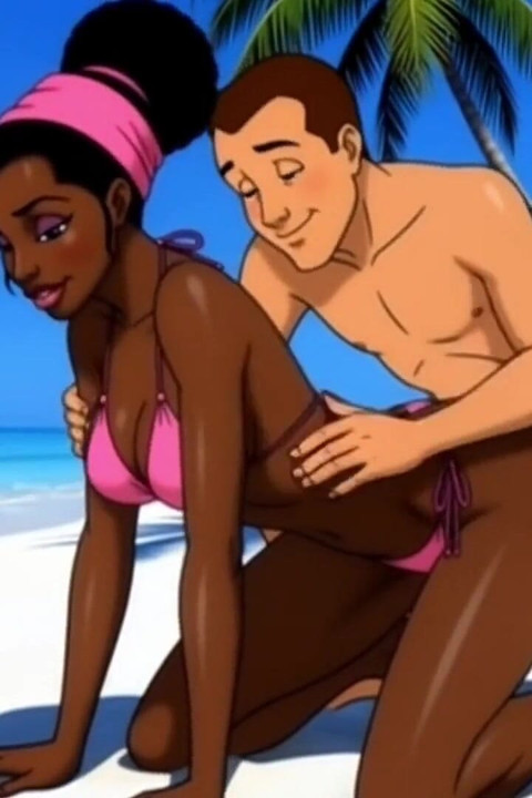 Beach Slutty: Sexy African Girl Enjoys Life on a Paradise Beach and Unexpectedly Meets a Lustful White Guy